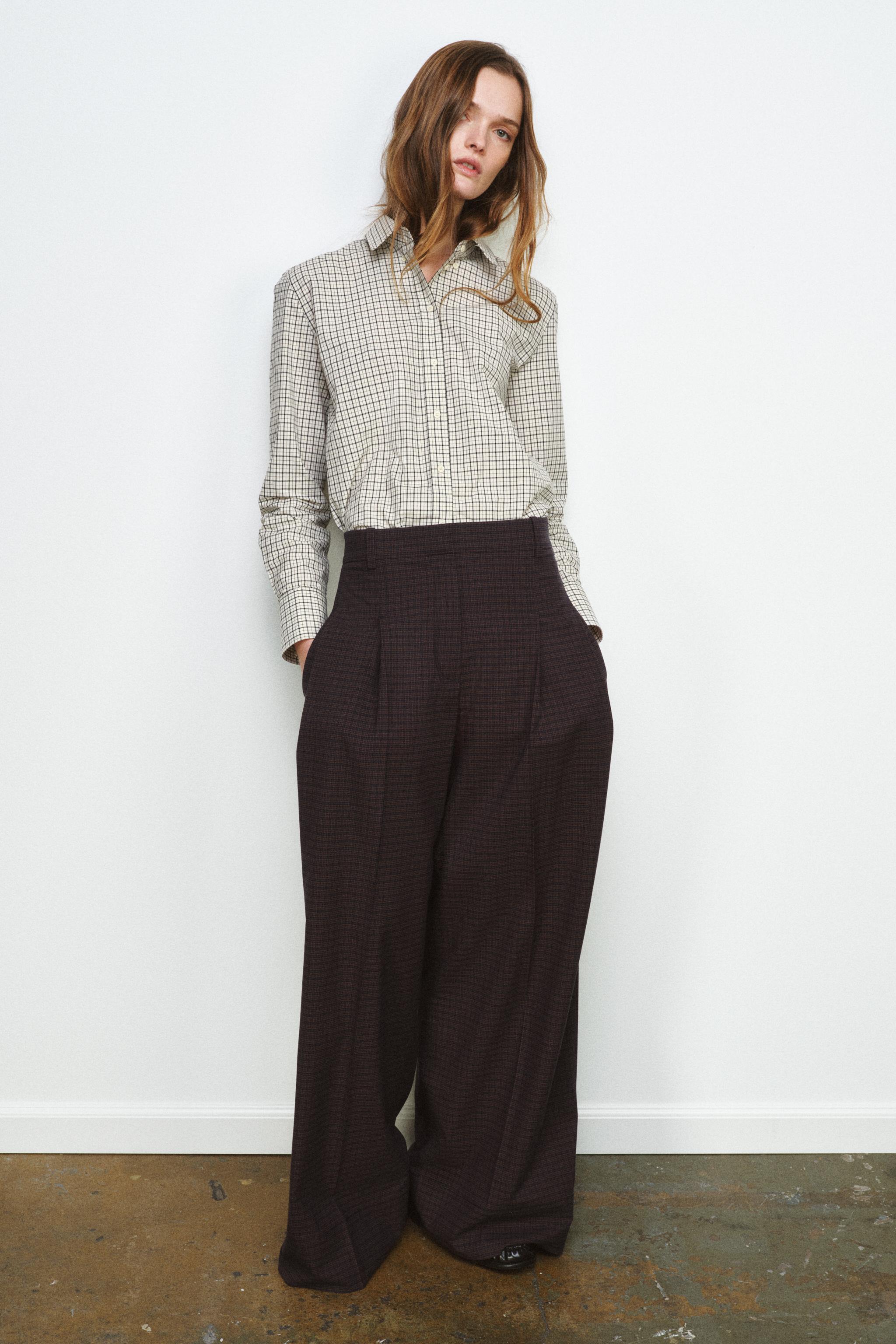 PANTALON À PINCES ET CARREAUX ZW COLLECTION